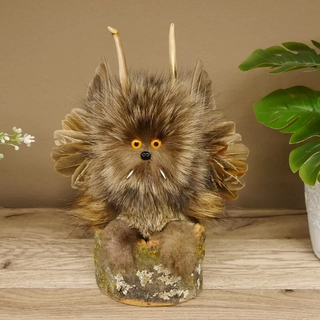 Pequeño Wolpertinger Wolpi Preparado Taxidermy Con Naranja Ojos Y Pequeño Ala