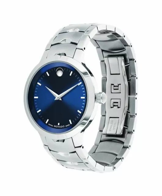 Movado Luno Men's Stainless Steel Blue Dial Swiss Watch 0607042