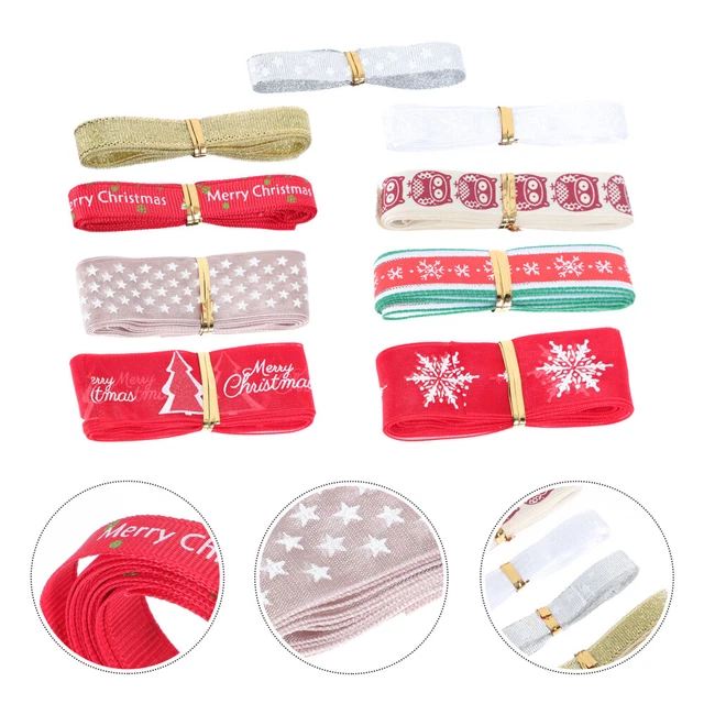 9Pcs Weihnachten Band Frohe Weihnachten Schneeflocke Stern Verpackung Bänder
