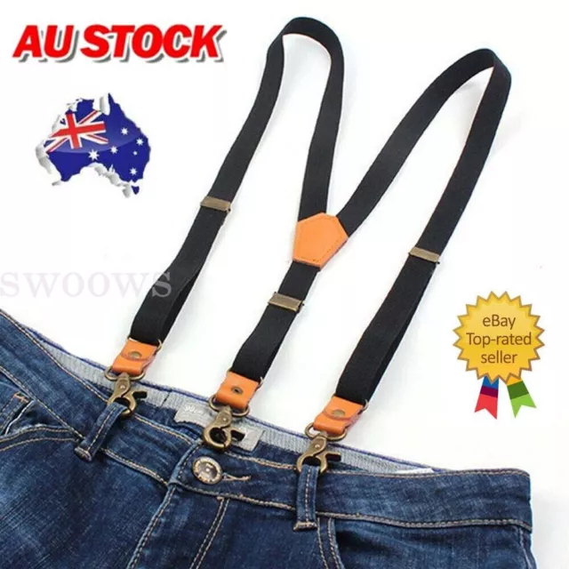 3 Hooks Hanging Pants Clip Suspenders Clips Tie Suspenders Adjustable Braces NEW