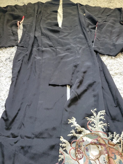 Vintage Antique Silk Kimono Art Deco Duster Robe Lined ~ Lovely Rarity one size