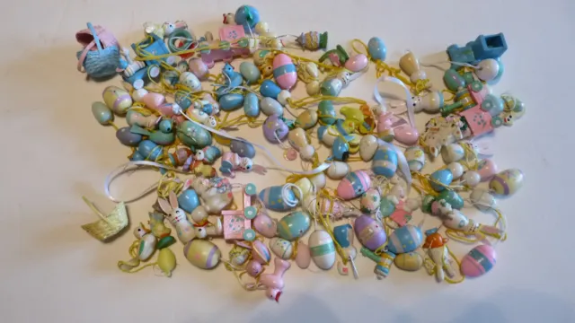 103 Piece Lot of Vintage Easter Mini Wooden Ornaments Decorations