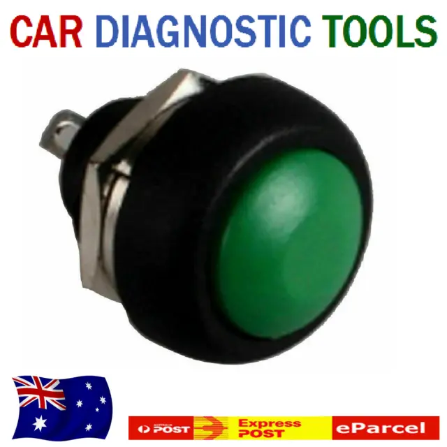 5PCS 12mm Mini Waterproof Momentary ON/OFF Push Button Round Switch Green.AT