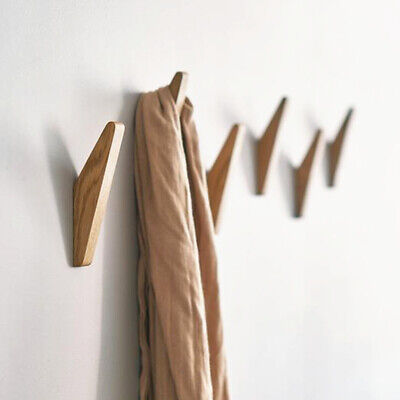 4 pcs Solid Wooden Wall Mounted Hook Peg Coat Hanger Pegs Rack Triangle Hooks