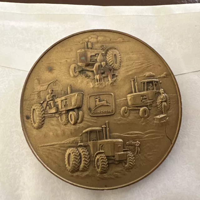 1983 John Deere Calendar Medal Medallion 3” Dia Solid Bronze Medallic Art Co