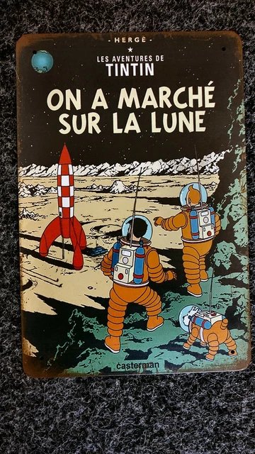 Plaque Métal Décorative Tintin Et La 2CV Sous-marin - Objet Collection - Neuf