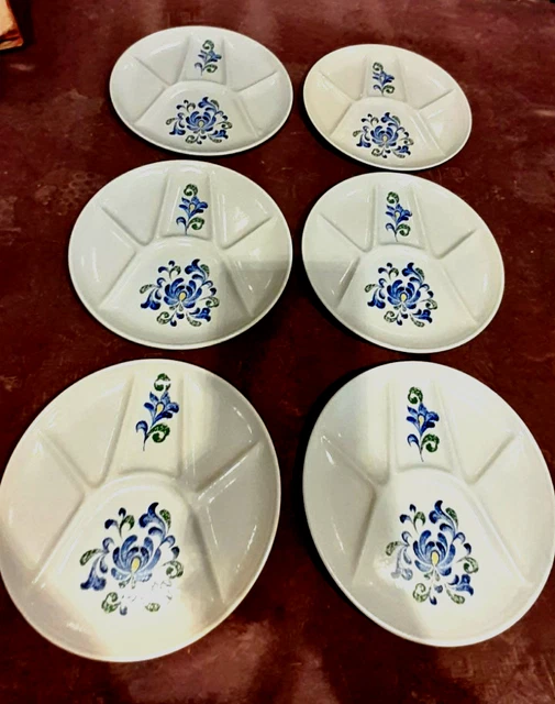 5 Assiettes à fondue Eglantine Faïence de Saint Amand 1713 - Vintage - Arts de la table