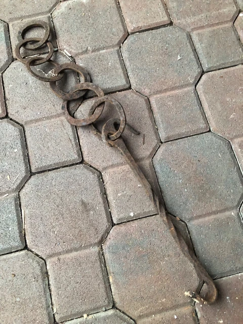 Antica CATENA da CAMINO in FERRO BATTUTO epoca '800