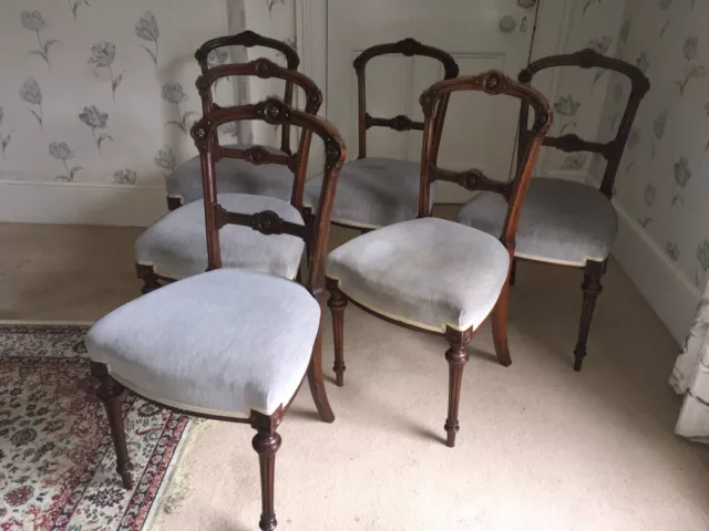 Set of 6 Victorian Walnut Dining Chairs. One owner from NEW!
