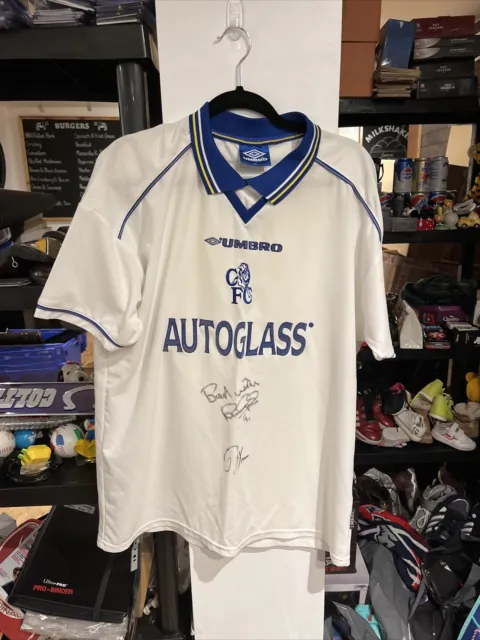 Original Chelsea 1999/00 Shirt Vintage Signed Peter Osgood & Kerry Dixon Mens XL