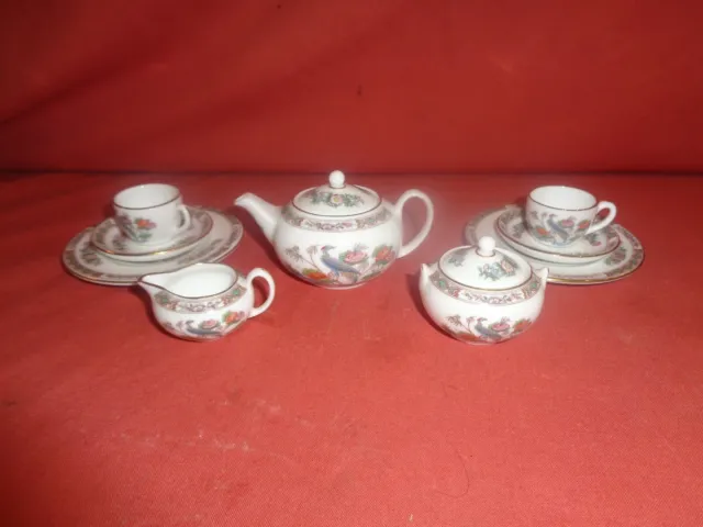 Wedgwood Miniature Kutani Crane Tea Set Cup Saucer Plate Teapot Jug Sugar Bowl