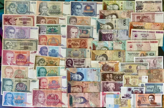 Lote x 50 Billetes Del Mundo TODOS DIFERENTES