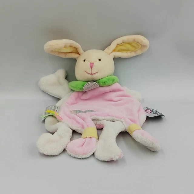 Doudou et compagnie plat lapin rose blanc vert jaune cape TATOO - 30534