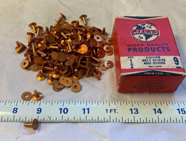 VT Copper Belt Rivet Burr Atlas USA Made 9 Ga 1/2"