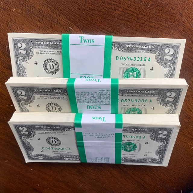 2017 Two Dollar ($2) Bill Uncirculated Consecutive Sequential Free Shipping