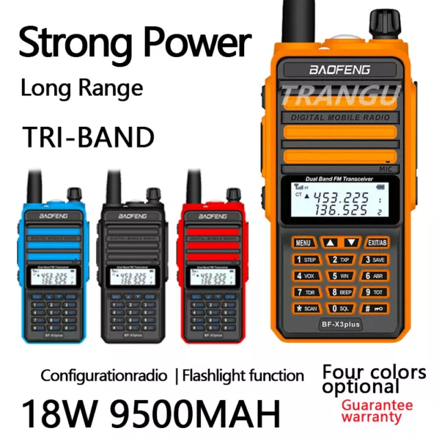 Baofeng X3-Plus 18W 9500Mah Walkie Talkie Tri-Band Radio Waterproof Uhf/Vhf Uk