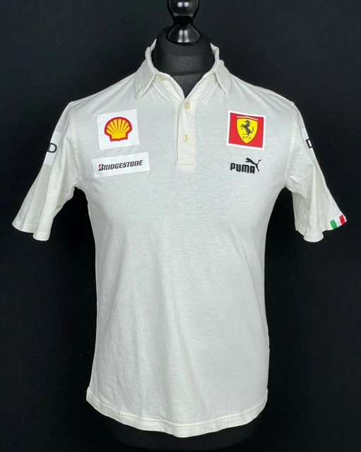 Puma Scuderia Ferrari White Polo Shirt Boys Size XXL / 176cm Vintage Shirt
