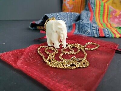 Old Carved Elephant Pendant on Chain …beautiful collection & accent piece 3