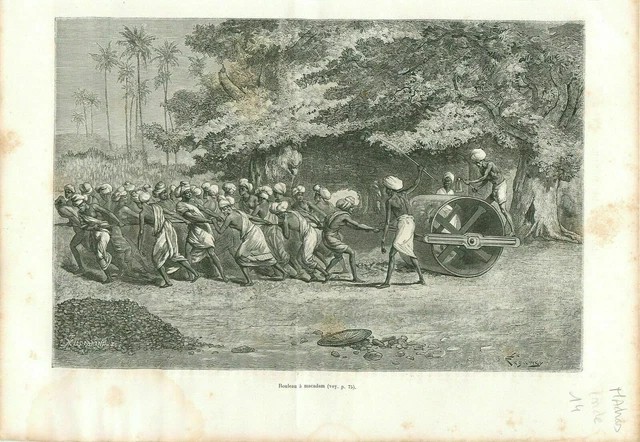 Travaux work Chennai Tamil Nadu Madras Inde India GRAVURE ANTIQUE OLD PRINT 1888