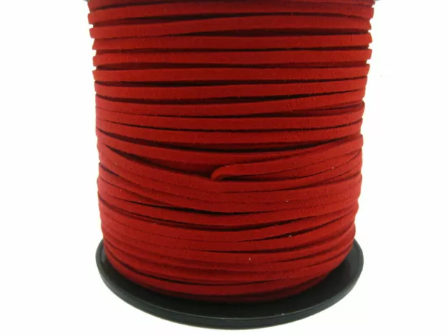 100 Yards Red Faux Suede Flat Leather Cord Lace String 3mm