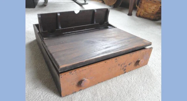 antique AUGLAIZE NEW bremen oh POPUP LAPDESK DRAWER school inkwell furniture