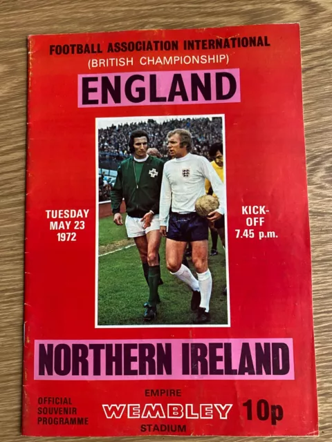 England V Northern Ireland International Programme Wembley Match 23/5/1972