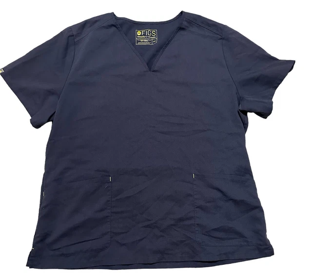 Figs Threads for Threads 2XL  v-neck 2 pocket grey scrub top.