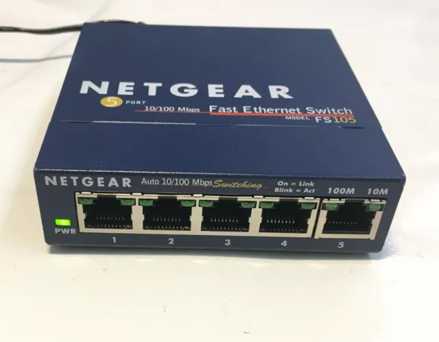 Netgear FS105 Ethernet Rápido Interruptor Prosafe 5 Puerto 10/100Mbps Con Red 3