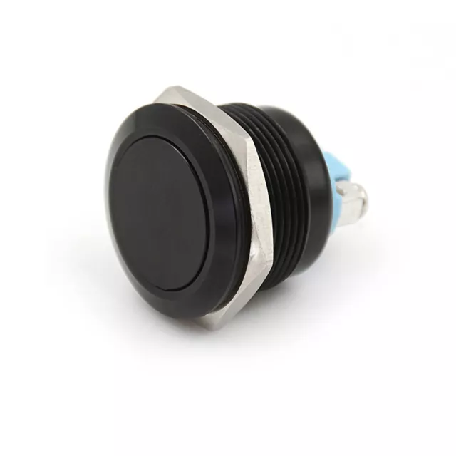 1Pc 22Mm Waterproof Black Momentary Metal Flat Top Push Button Switch JCMAEK_ Sg