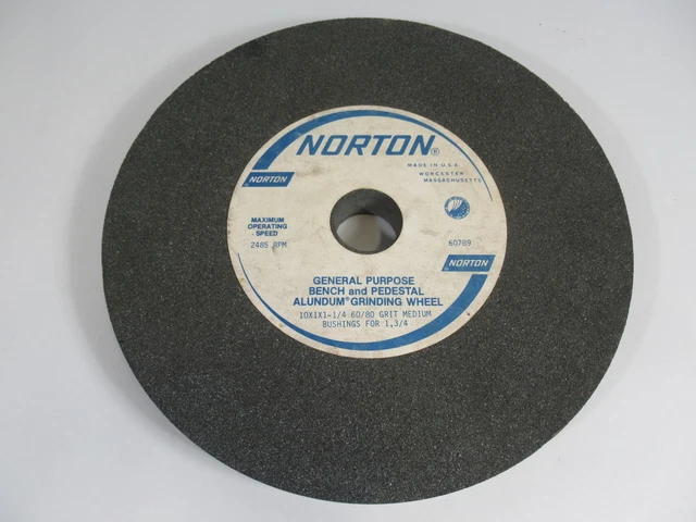 Norton 60789 Grinding Wheel 10"x1"x1-1/4" 60/80 Grit Medium 2485 RPM ! NOP !