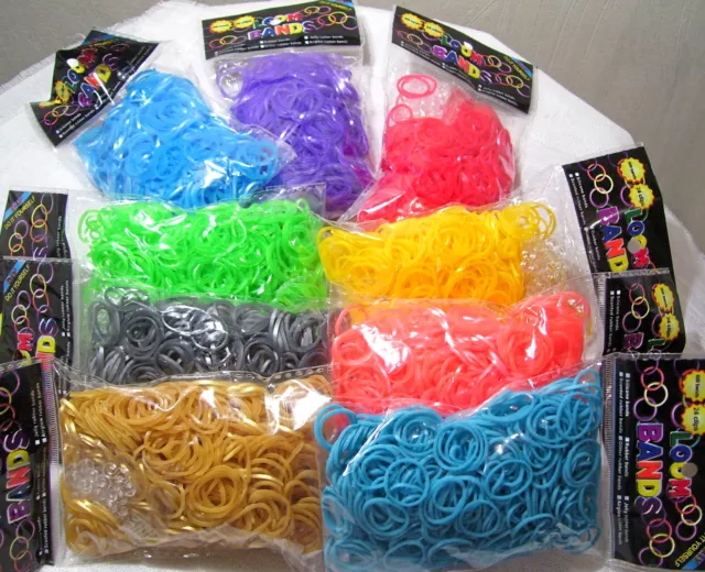 RECHARGE 600 ÉLASTIQUES + 24 clips LOOM BANDS BRACELET - couleur au choix