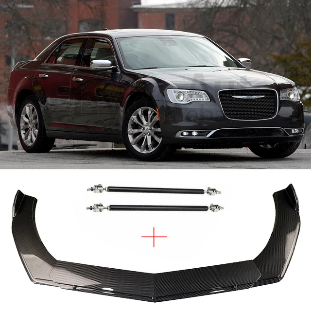 Front Bumper Lip Spoiler Splitter  + Strut Rods carbon fiber For Chrysler 300
