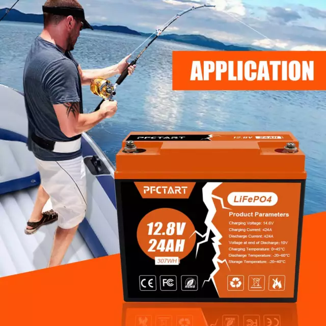 307Wh 24AH LiFePO4 Battery Deep Cycle Lithium Solar Cells RV Boat Home Camping