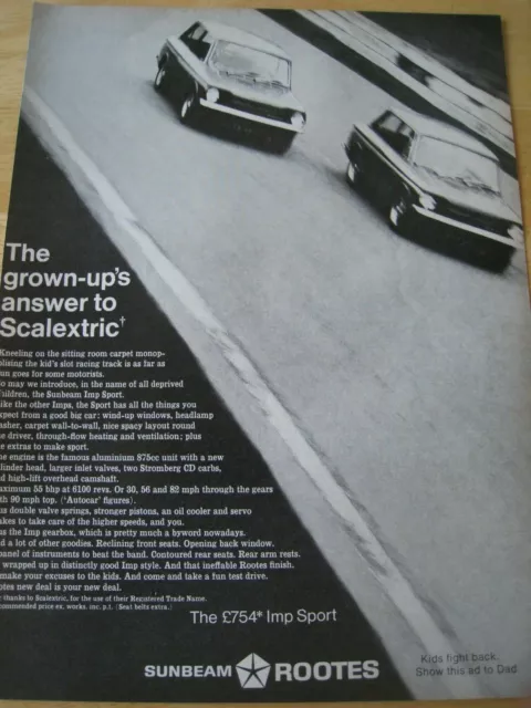 Sunbeam Rootes Imp Sport Scalex 1968 Poster Advert Ready Frame Approx A4 File R