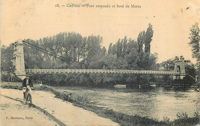 94 SAINT MAUR animated cpa Le Pont Suspendu