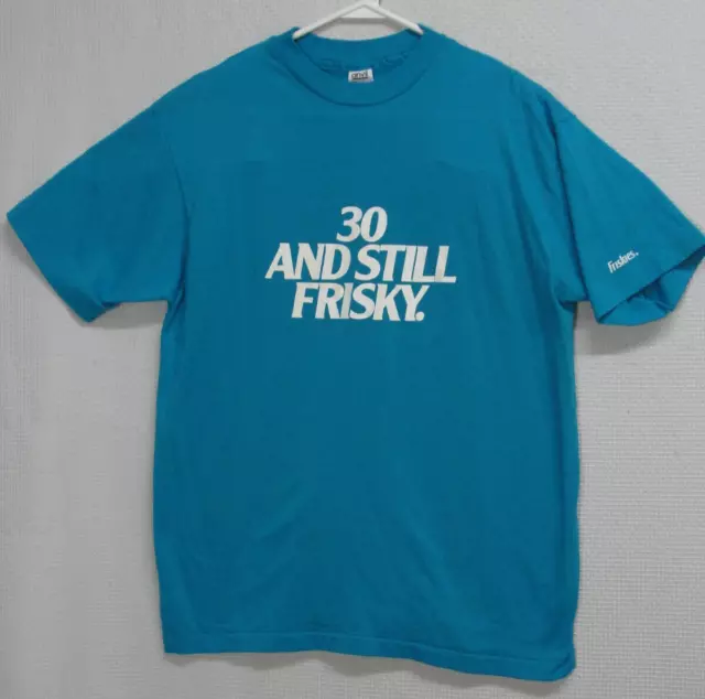 Vtg 80s Friskies Cat Food T Shirt 30 & Still Frisky Single Stitch Tee USA Size L