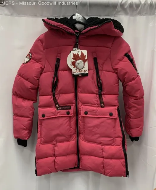 New Canada Weather Gear Fuchsia Coat with Hood - Size 10/12
