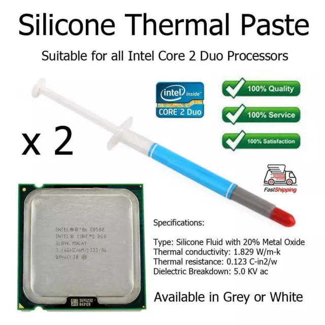 2 x Silicone Thermal Heatsink Paste Grease Tube for Intel Core 2 Duo Processors