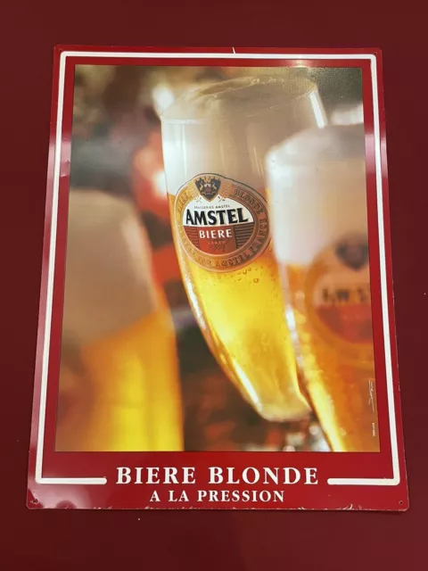 Plaque Publicitaire Biere Amstel Blonde A La Pression Metal peint non emaillée