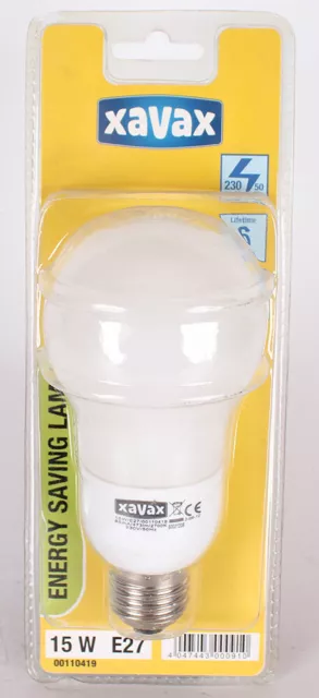 2 X Xavax Lampe à Économie D'Énergie Ampoule E27 15W/827 (00110419) EEK B