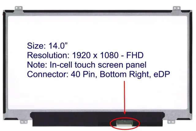 Kompatibel AUO B140HAK01.3 HW:OA LCD 14" LED FHD IPS In-Cell Touchscreen Blendung 2