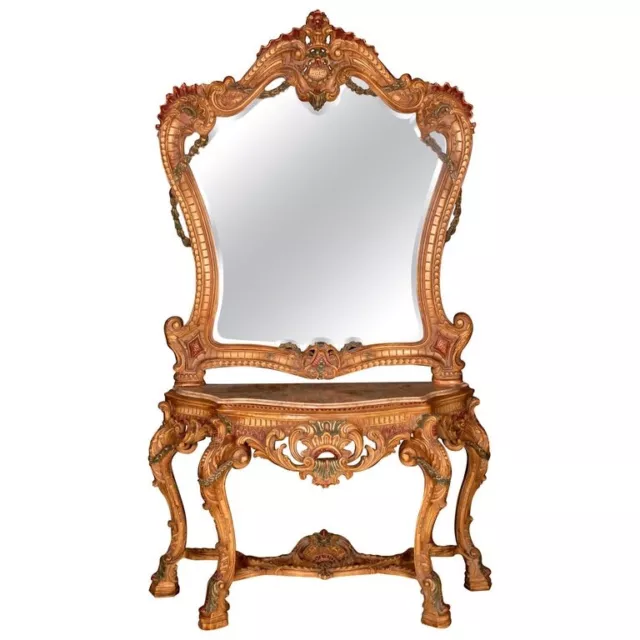 Q' Table Console De 20. Siècle avec Miroir Dans Louis-Quinze-Stil