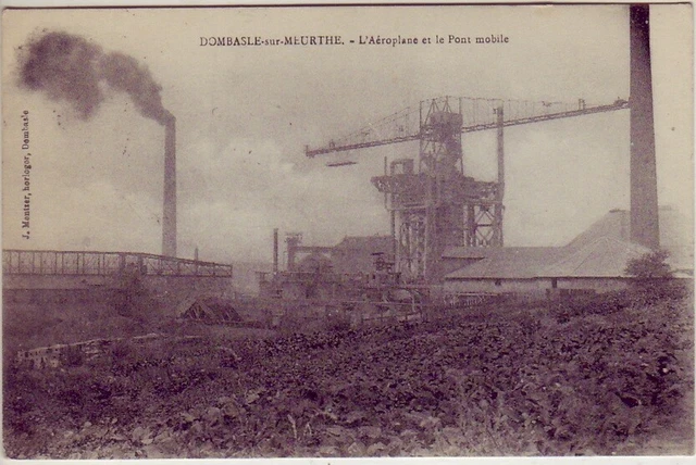 CPA 54 LORRAINE Nancy Lunéville DOMBASLE s/ MEURTHE L'Aeroplane & Pont mobile1917
