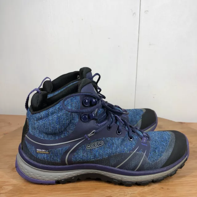 Keen Boots Womens 7 Terradora Waterproof Hiking Mid Sneakers Shoes Blue Trail