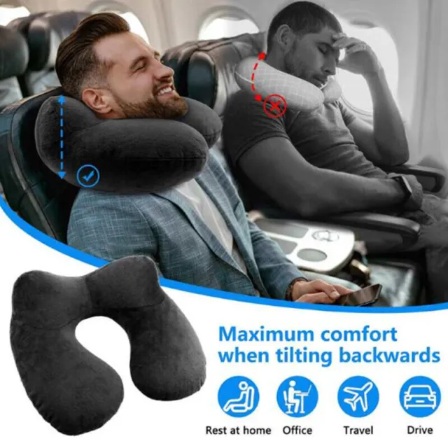 Inflatable U Shaped Travel Pillow Neck Support Head Rest Car Plane Soft Cushion