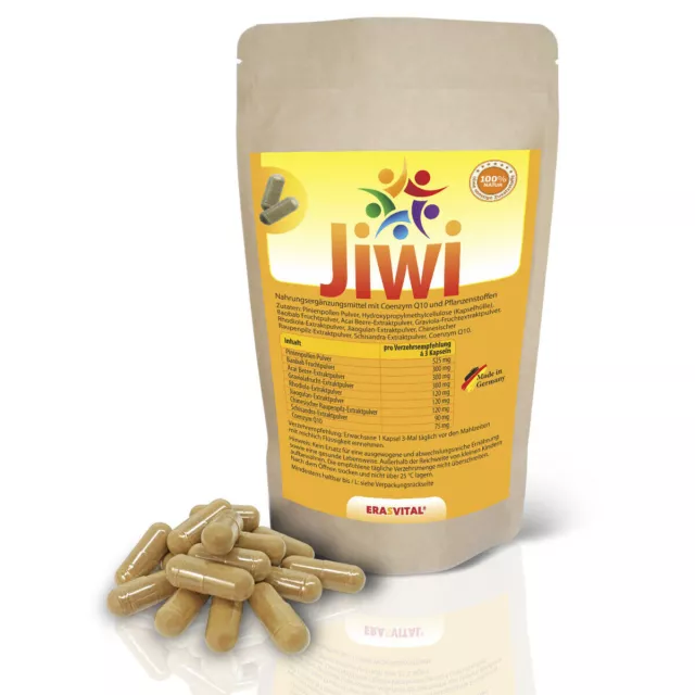 JIWI-Pinien Pollen,Baobab,Graviola,Jiaogulan,Cordyceps,Q10,Rhodiola-90/270 Kaps.