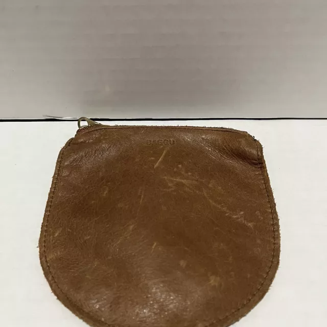 Baggu Brown Leather U-Pouch Natural Milled Made in the USA