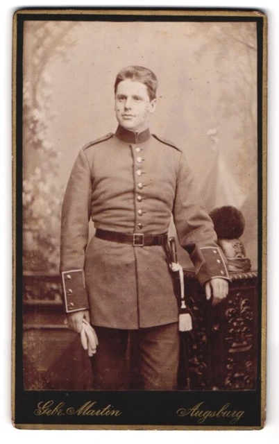 Fotografie Gebr. Martin, Augsburg, Bahnhofstr., Portrait Soldat in Uniform Rgt.