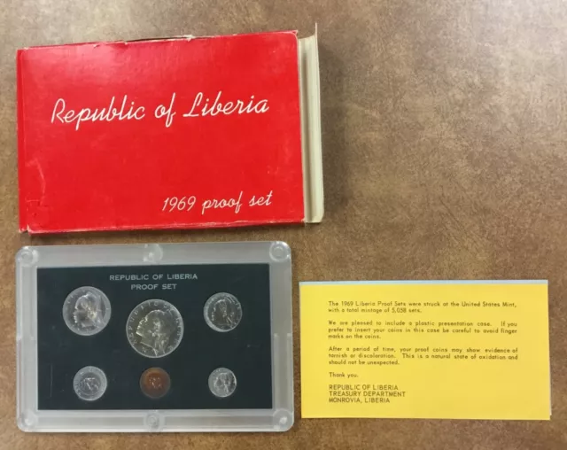 1969  Liberia Proof Set  red box , women, US mint made