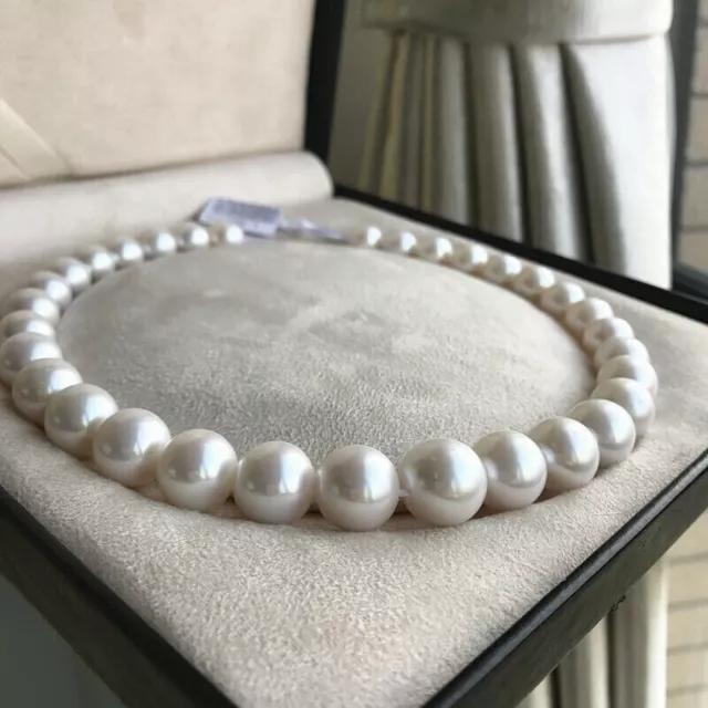 20 inch Gorgeous AAAA 11-12mm round Akoya white natural pearl necklace 14K clasp